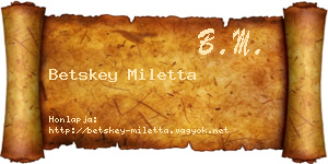 Betskey Miletta névjegykártya